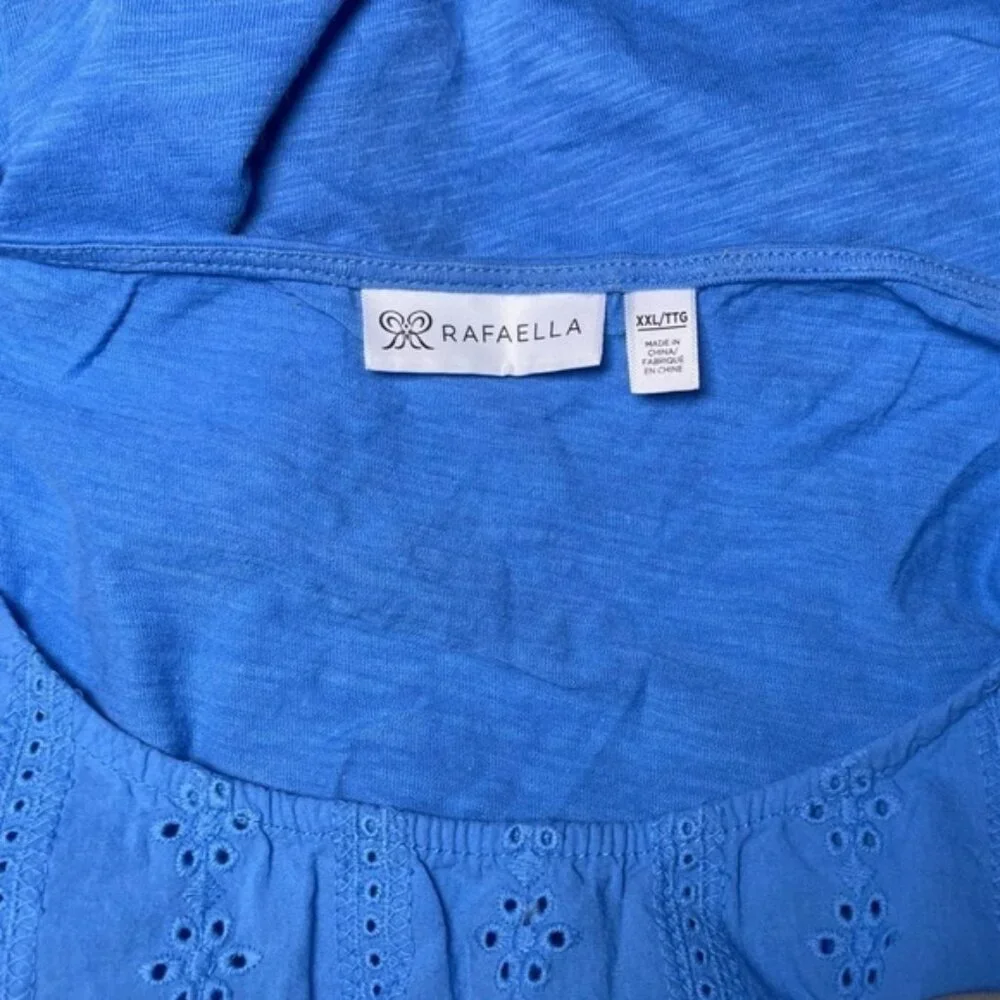 Rafaella XXL Tank Top Floral Sleeveless Shirts Blue Spring Summer Lightweight 2x - Picture 7 of 8